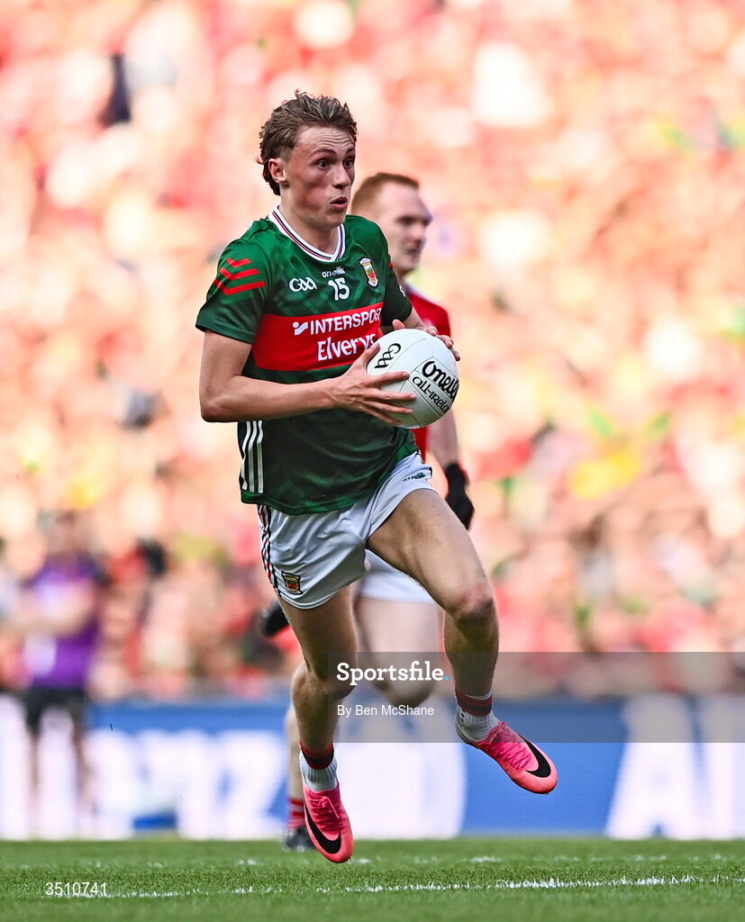 11 July 2026; Kobe McDonald of Mayo during the GAA Football All-Ireland Senior Championship semi-final match between Mayo and Louth at Croke Park in Dublin. Photo by Ben McShane/Sportsfile