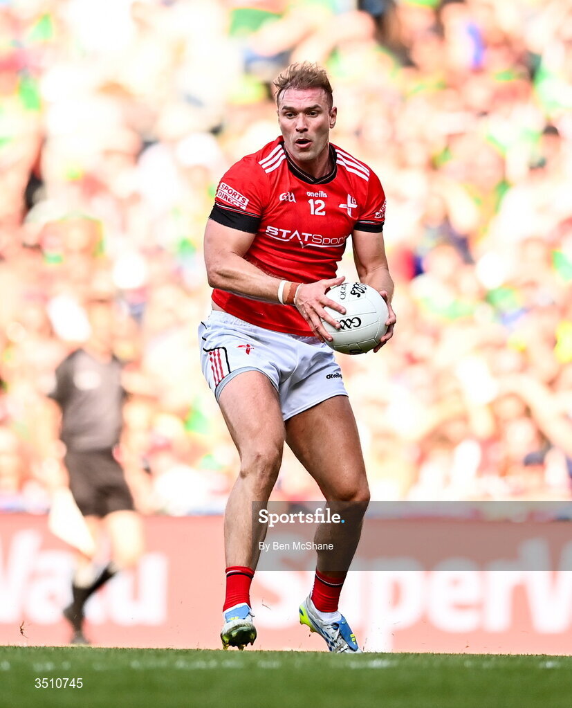 11 July 2026; Conor Grimes of Louth during the GAA Football All-Ireland Senior Championship semi-final match between Mayo and Louth at Croke Park in Dublin. Photo by Ben McShane/Sportsfile