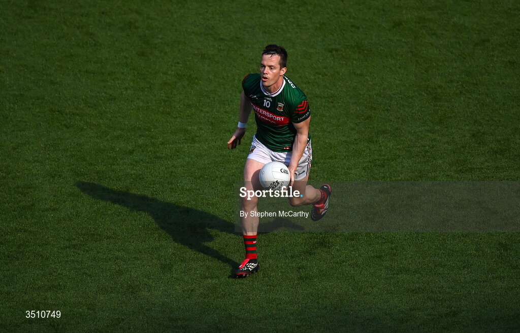 11 July 2026; Stephen Coen of Mayo during the GAA Football All-Ireland Senior Championship semi-final match between Mayo and Louth at Croke Park in Dublin. Photo by Stephen McCarthy/Sportsfile