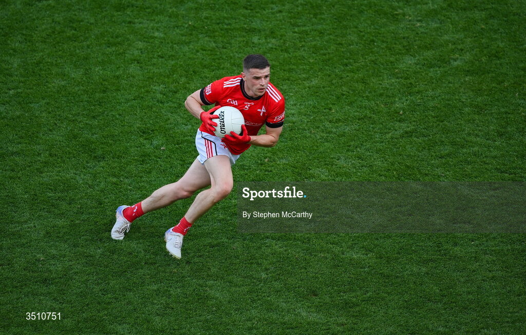 11 July 2026; Conal McKeever of Louth during the GAA Football All-Ireland Senior Championship semi-final match between Mayo and Louth at Croke Park in Dublin. Photo by Stephen McCarthy/Sportsfile