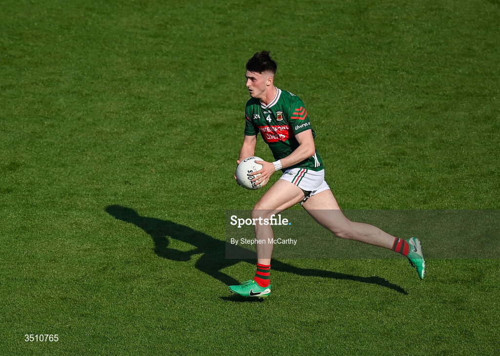 11 July 2026; Eoin McGreal of Mayo during the GAA Football All-Ireland Senior Championship semi-final match between Mayo and Louth at Croke Park in Dublin. Photo by Stephen McCarthy/Sportsfile