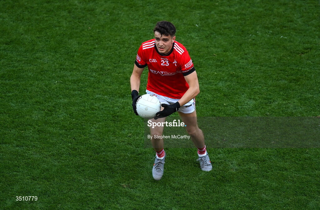 11 July 2026; Tadgh McDonnell of Louth during the GAA Football All-Ireland Senior Championship semi-final match between Mayo and Louth at Croke Park in Dublin. Photo by Stephen McCarthy/Sportsfile