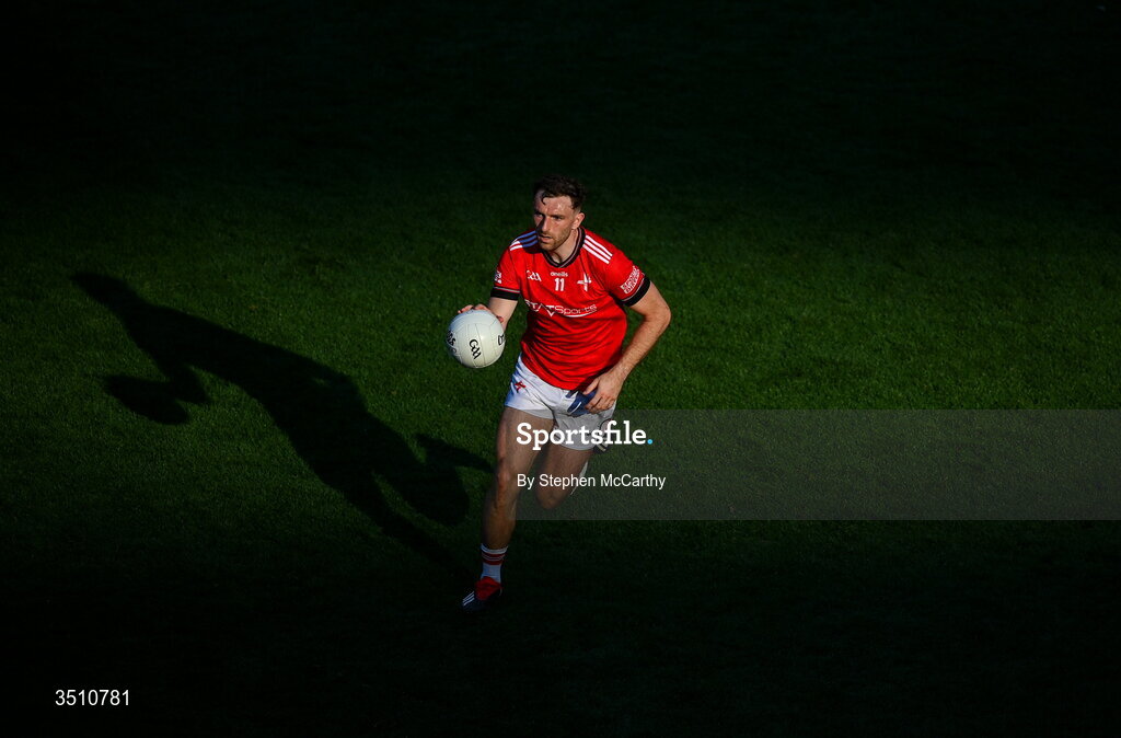 11 July 2026; Sam Mulroy of Louth during the GAA Football All-Ireland Senior Championship semi-final match between Mayo and Louth at Croke Park in Dublin. Photo by Stephen McCarthy/Sportsfile
