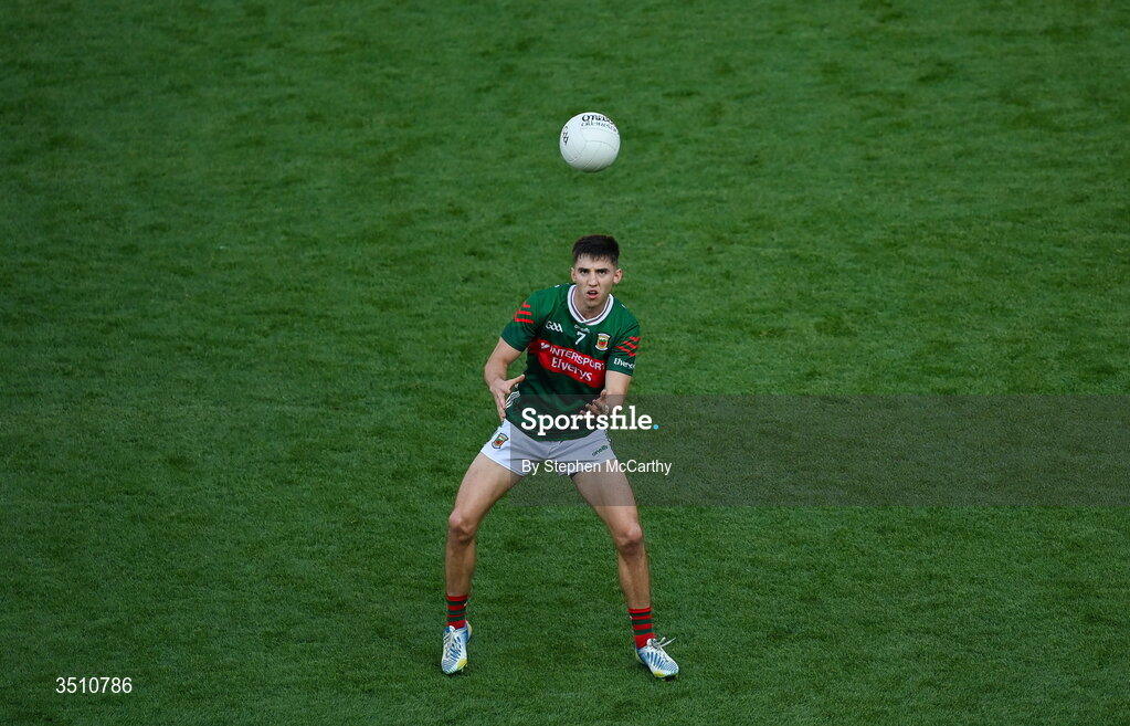 11 July 2026; Enda Hession of Mayo during the GAA Football All-Ireland Senior Championship semi-final match between Mayo and Louth at Croke Park in Dublin. Photo by Stephen McCarthy/Sportsfile