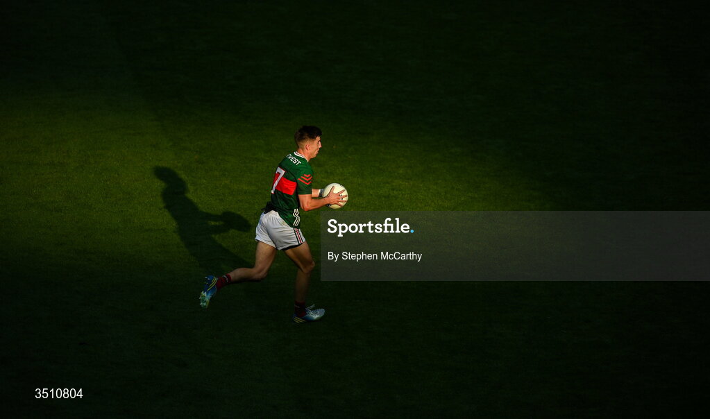 11 July 2026; Enda Hession of Mayo during the GAA Football All-Ireland Senior Championship semi-final match between Mayo and Louth at Croke Park in Dublin. Photo by Stephen McCarthy/Sportsfile