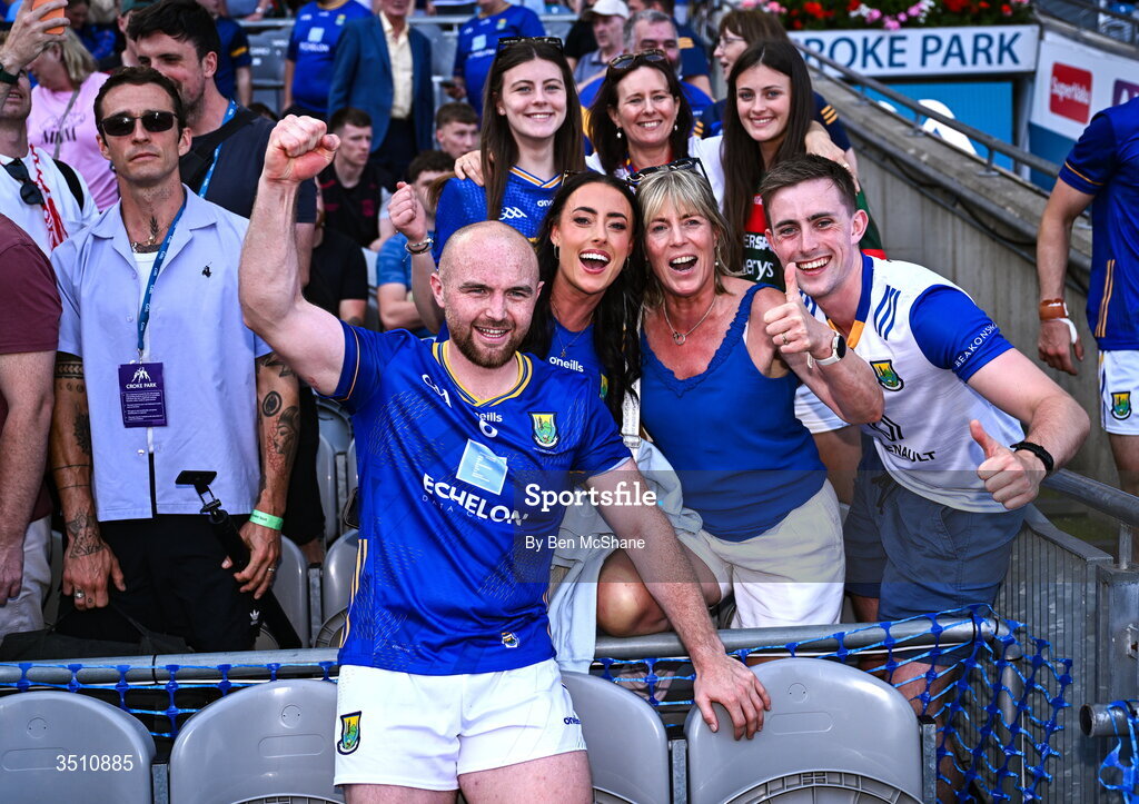 11 July 2026; Eoin Murtagh of Wicklow with family after the Tailteann Cup final match between Down and Wicklow at Croke Park in Dublin. Photo by Ben McShane/Sportsfile