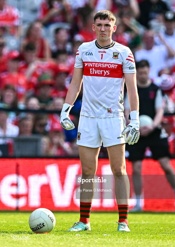 11 July 2026; Mayo goalkeeper Jack Livingstone before the GAA Football All-Ireland Senior Championship semi-final match between Mayo and Louth at Croke Park in Dublin. Photo by Piaras Ó Mídheach/Sportsfile