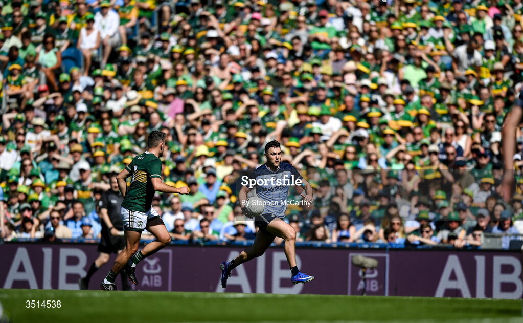12 July 2026; Colm Basquel of Dublin during the GAA Football All-Ireland Senior Championship semi-final match between Dublin and Kerry at Croke Park in Dublin. Photo by Stephen McCarthy/Sportsfile