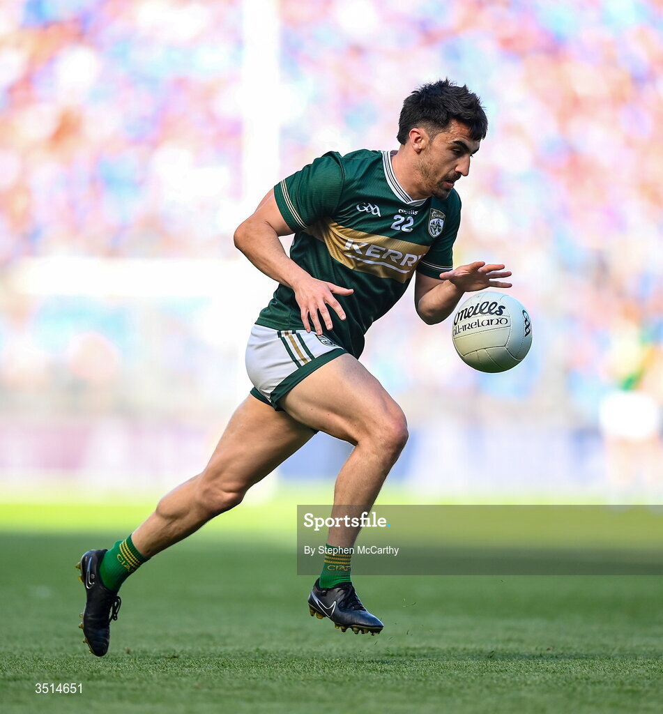 12 July 2026; Brian Ó Beaglaoich of Kerry during the GAA Football All-Ireland Senior Championship semi-final match between Dublin and Kerry at Croke Park in Dublin. Photo by Stephen McCarthy/Sportsfile