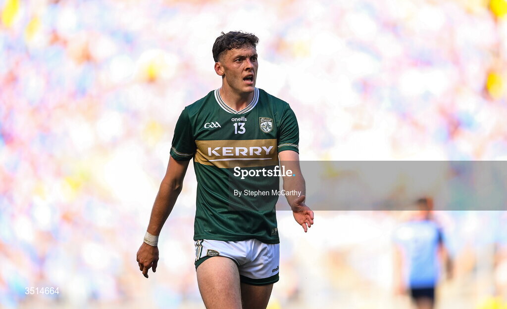 12 July 2026; David Clifford of Kerry during the GAA Football All-Ireland Senior Championship semi-final match between Dublin and Kerry at Croke Park in Dublin. Photo by Stephen McCarthy/Sportsfile