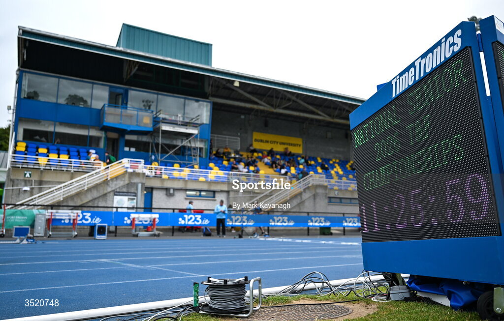 25 July 2026; General view of Morton stadium before day one of the 123.ie National Senior Track & Field Championships 2026 at Morton Stadium in Dublin. Photo by Mark Kavanagh/Sportsfile