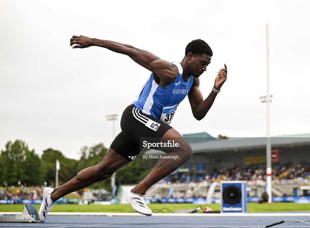 25 July 2026; Benjamin Richardson of Waterford A.C. competes in the 200m during day one of the 123.ie National Senior Track & Field Championships 2026 at Morton Stadium in Dublin. Photo by Mark Kavanagh/Sportsfile