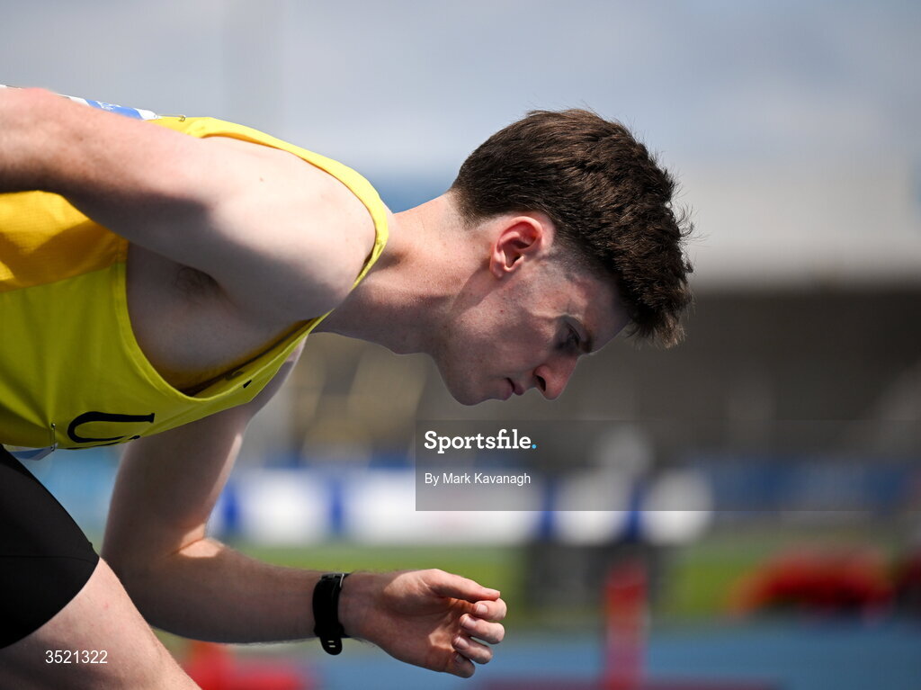 25 July 2026; Cian Mc Phillips of U.C.D. A.C. before the 800m during day one of the 123.ie National Senior Track & Field Championships 2026 at Morton Stadium in Dublin. Photo by Mark Kavanagh/Sportsfile