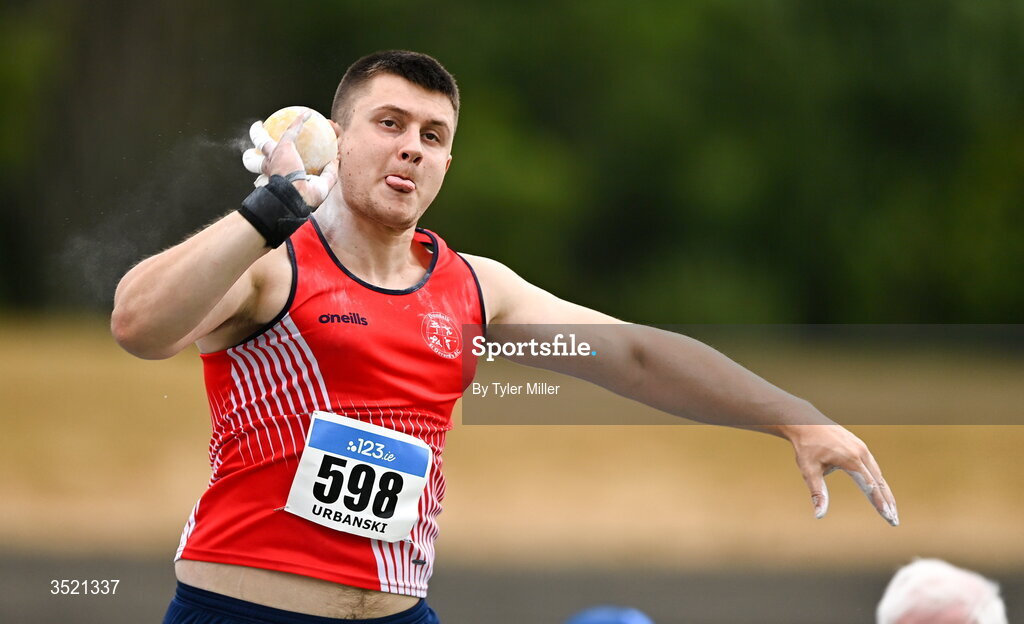 25 July 2026; Anthony Urbanski of Dundalk St. Gerards A.C., Louth, competes in the men's shot put during day one of the 123.ie National Senior Track & Field Championships 2026 at Morton Stadium in Dublin. Photo by Tyler Miller/Sportsfile
