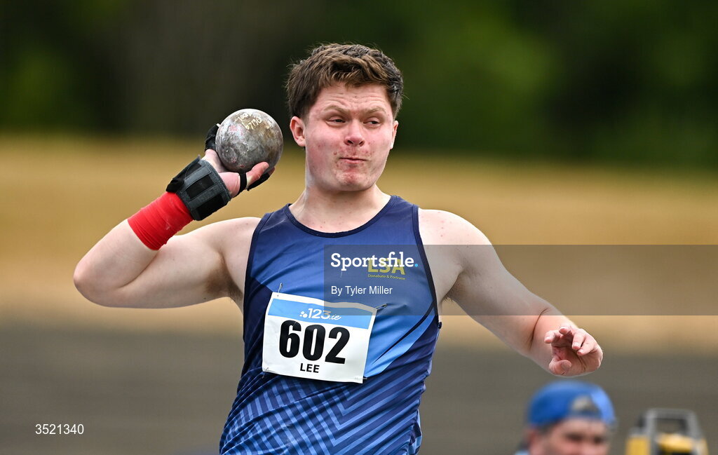 25 July 2026; Joseph Lee of LSA A.C., Dublin, competes in the men's shot put during day one of the 123.ie National Senior Track & Field Championships 2026 at Morton Stadium in Dublin. Photo by Tyler Miller/Sportsfile