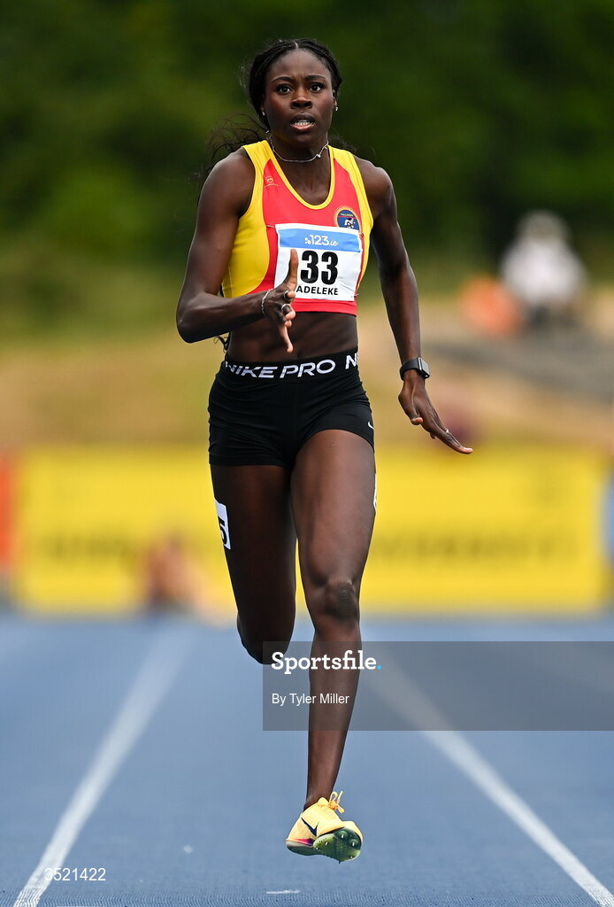 25 July 2026; Rhasidat Adeleke of Tallaght A.C., Dublin, competes in the women's 200m final during day one of the 123.ie National Senior Track & Field Championships 2026 at Morton Stadium in Dublin. Photo by Tyler Miller/Sportsfile