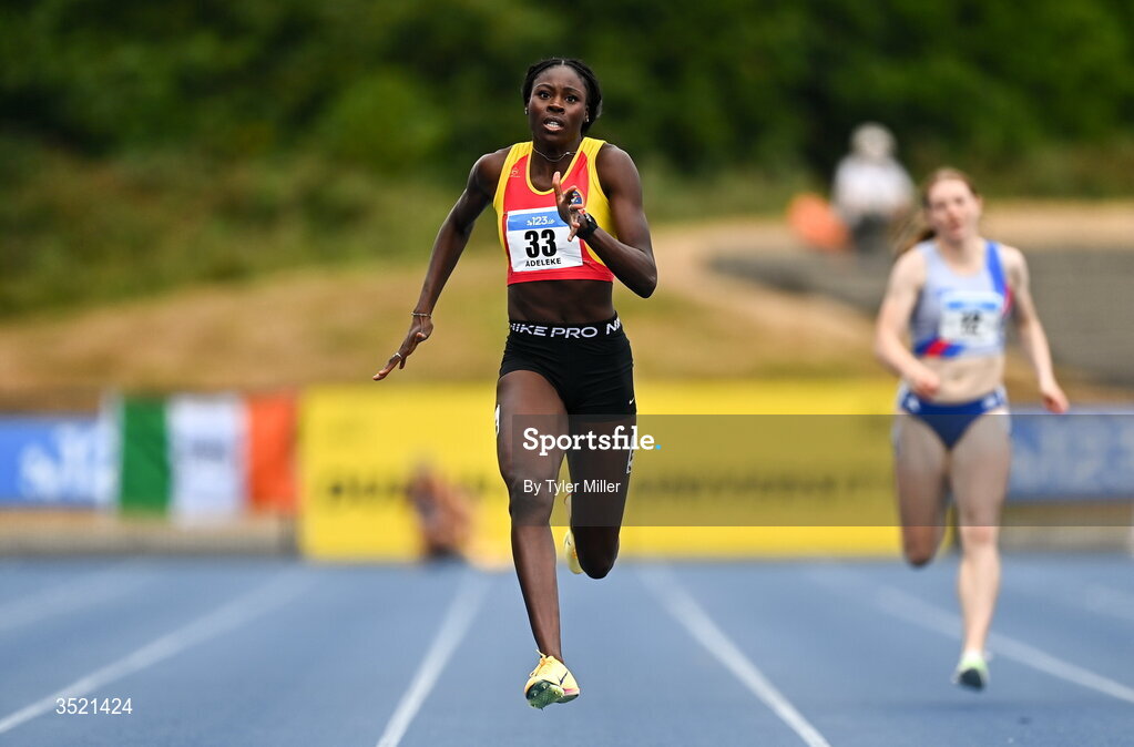 25 July 2026; Rhasidat Adeleke of Tallaght A.C., Dublin, competes in the women's 200m final during day one of the 123.ie National Senior Track & Field Championships 2026 at Morton Stadium in Dublin. Photo by Tyler Miller/Sportsfile