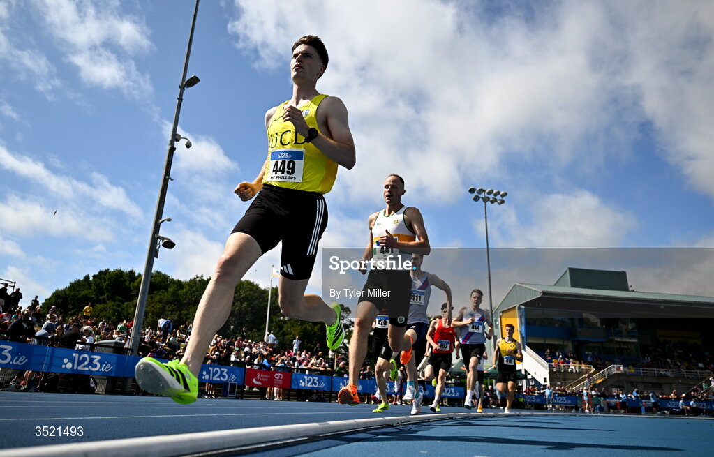 25 July 2026; Cian McPhillips of U.C.D. A.C., Dublin, competes in the men's 800m heats during day one of the 123.ie National Senior Track & Field Championships 2026 at Morton Stadium in Dublin. Photo by Tyler Miller/Sportsfile