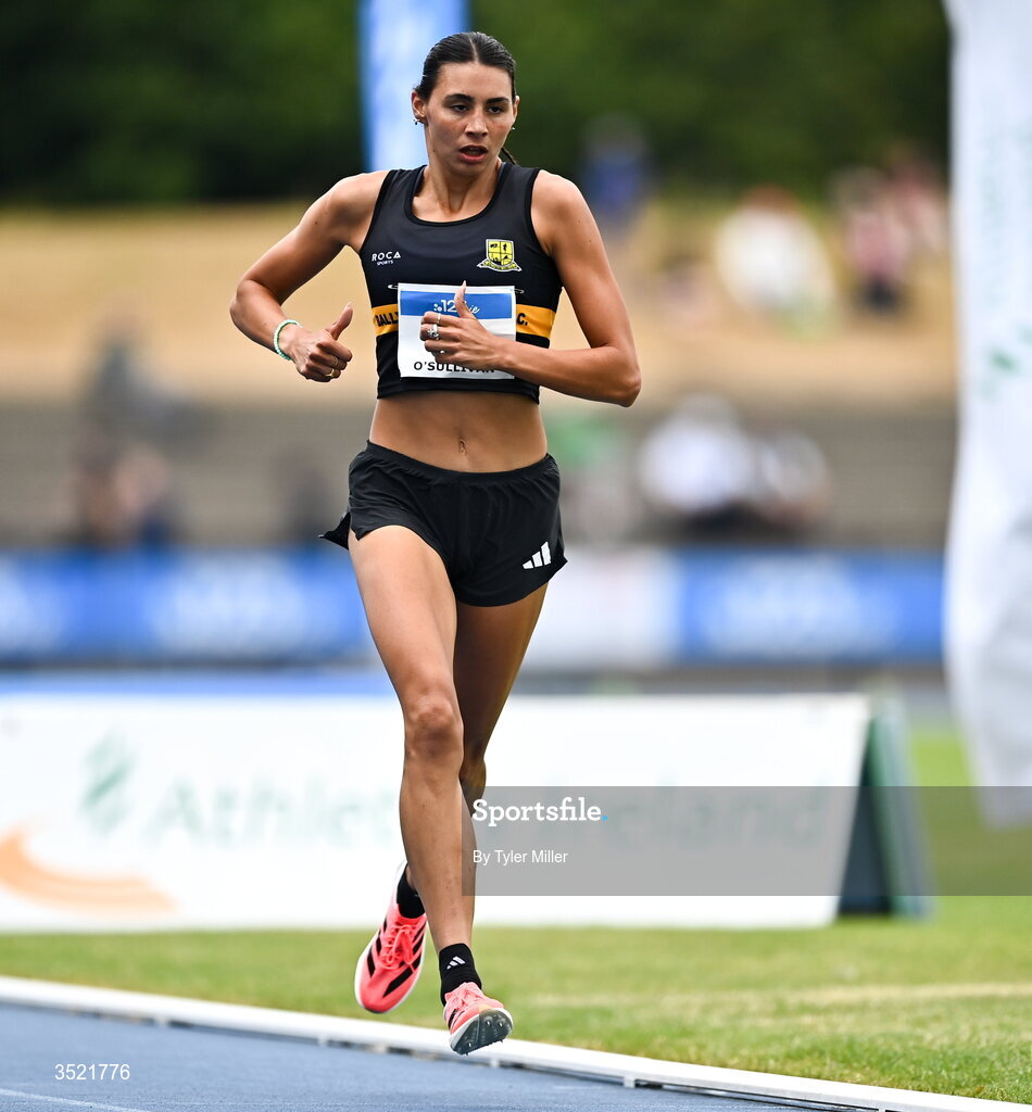 25 July 2026; Sophie O'Sullivan of Ballymore Cobh A.C., Cork, competes in the women's 1500m heats during day one of the 123.ie National Senior Track & Field Championships 2026 at Morton Stadium in Dublin. Photo by Tyler Miller/Sportsfile