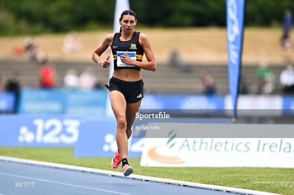 25 July 2026; Sophie O'Sullivan of Ballymore Cobh A.C., Cork, competes in the women's 1500m heats during day one of the 123.ie National Senior Track & Field Championships 2026 at Morton Stadium in Dublin. Photo by Tyler Miller/Sportsfile