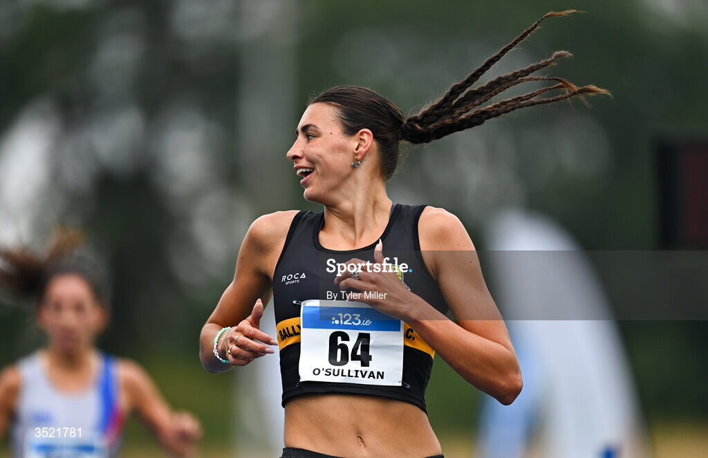 25 July 2026; Sophie O'Sullivan of Ballymore Cobh A.C., Cork, after winning in the women's 1500m heats during day one of the 123.ie National Senior Track & Field Championships 2026 at Morton Stadium in Dublin. Photo by Tyler Miller/Sportsfile