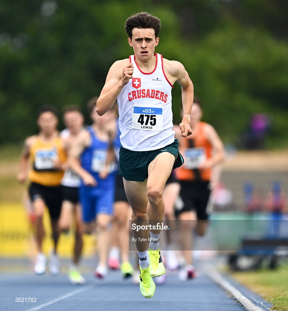 25 July 2026; Cai Lewis of Crusaders A.C., Dublin, competes in the men's 1500m heats during day one of the 123.ie National Senior Track & Field Championships 2026 at Morton Stadium in Dublin. Photo by Tyler Miller/Sportsfile