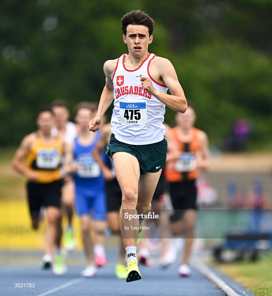25 July 2026; Cai Lewis of Crusaders A.C., Dublin, competes in the men's 1500m heats during day one of the 123.ie National Senior Track & Field Championships 2026 at Morton Stadium in Dublin. Photo by Tyler Miller/Sportsfile
