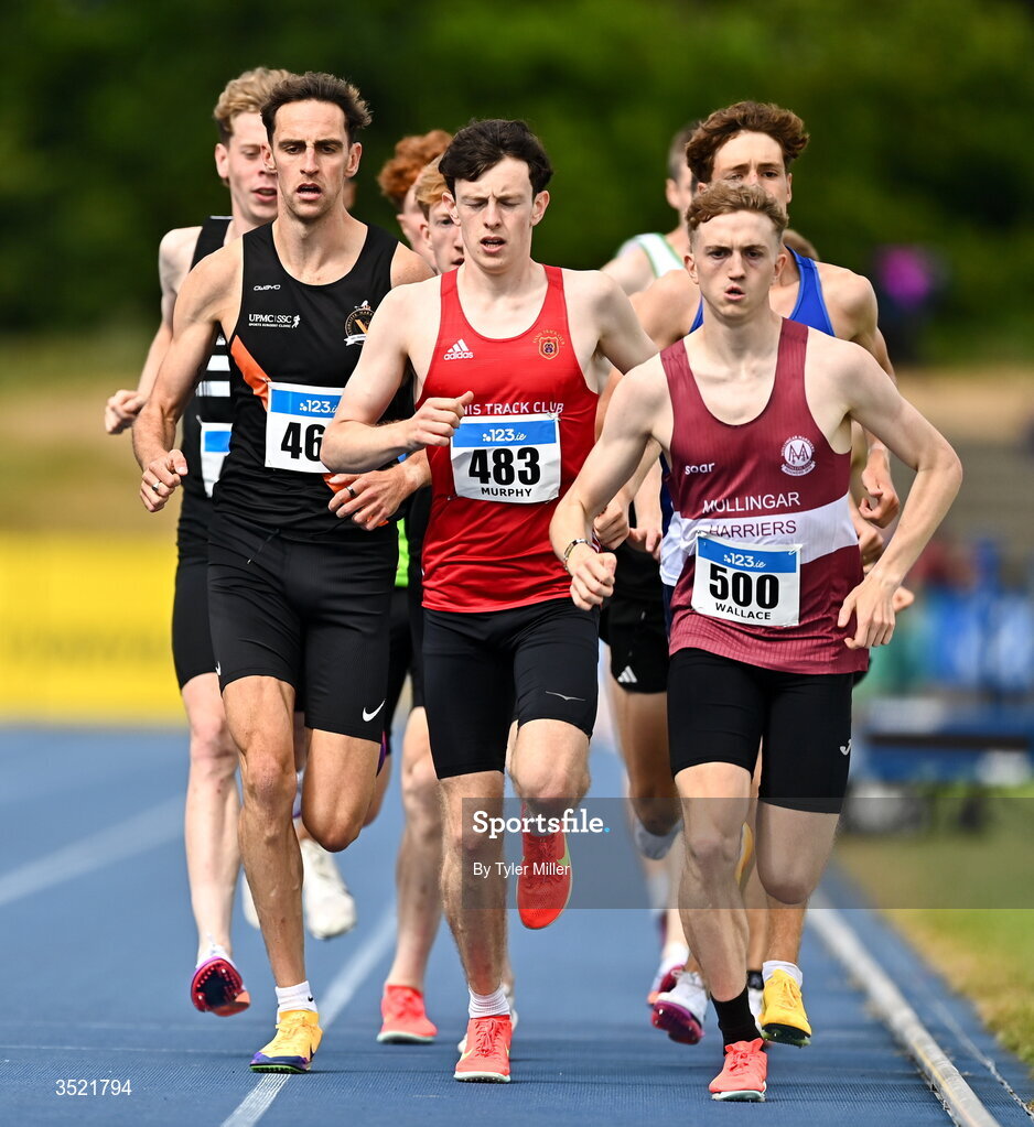 25 July 2026; Cathal Doyle of Clonliffe Harriers A.C., Dublin, left, competes in the 1500m heats during day one of the 123.ie National Senior Track & Field Championships 2026 at Morton Stadium in Dublin. Photo by Tyler Miller/Sportsfile