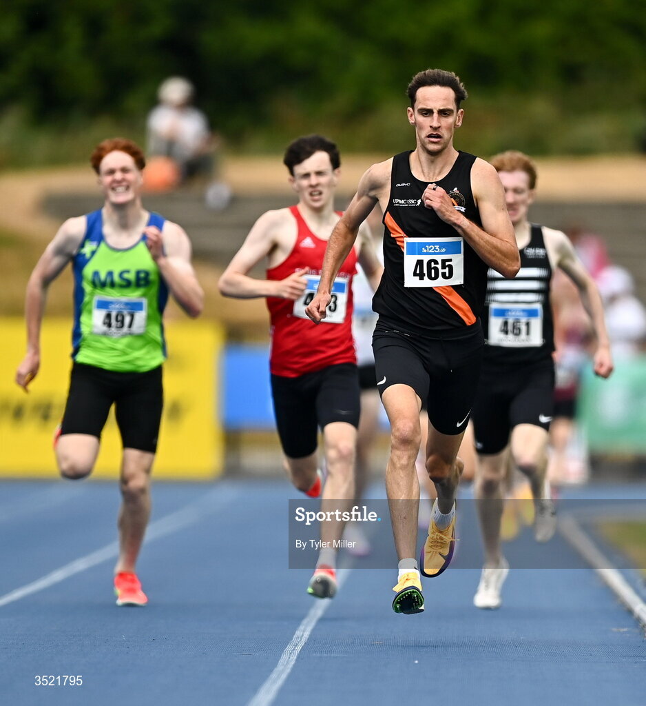 25 July 2026; Cathal Doyle of Clonliffe Harriers A.C., Dublin, left, competes in the 1500m heats during day one of the 123.ie National Senior Track & Field Championships 2026 at Morton Stadium in Dublin. Photo by Tyler Miller/Sportsfile