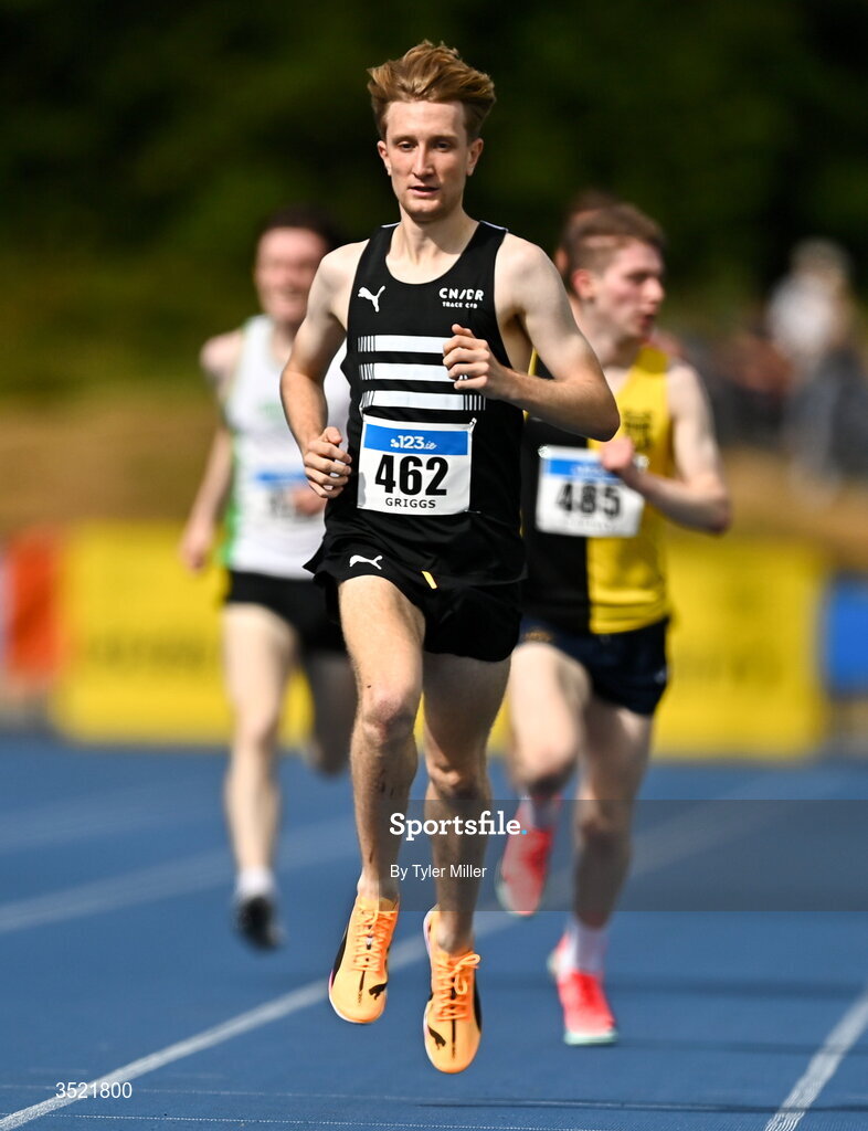 25 July 2026; Nick Griggs of CNDR Track A.C., Antrim, competes in the men's 1500m heats during day one of the 123.ie National Senior Track & Field Championships 2026 at Morton Stadium in Dublin. Photo by Tyler Miller/Sportsfile