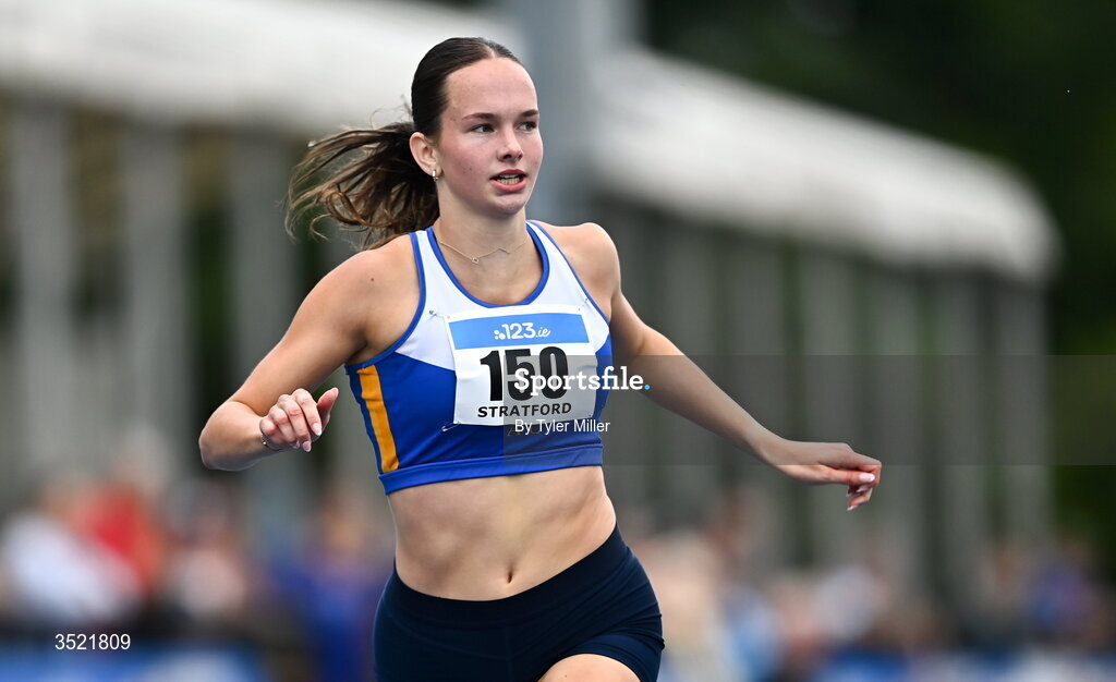 25 July 2026; Aisling Stratford of Ratoath A.C., Meath, competes in the women's 400m heats during day one of the 123.ie National Senior Track & Field Championships 2026 at Morton Stadium in Dublin. Photo by Tyler Miller/Sportsfile