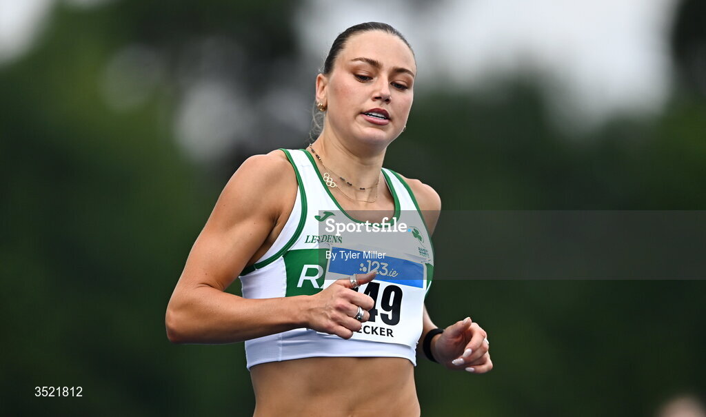 25 July 2026; Sophie Becker of Raheny Shamrock A.C. competing in the 400m heats during day one of the 123.ie National Senior Track & Field Championships 2026 at Morton Stadium in Dublin. Photo by Tyler Miller/Sportsfile