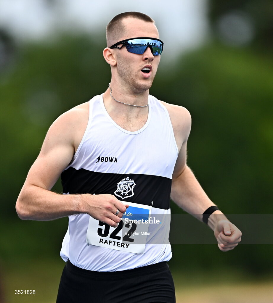25 July 2026; Jack Raftery of Donore Harriers A.C., Meath, competes in the men's 400m heats during day one of the 123.ie National Senior Track & Field Championships 2026 at Morton Stadium in Dublin. Photo by Tyler Miller/Sportsfile
