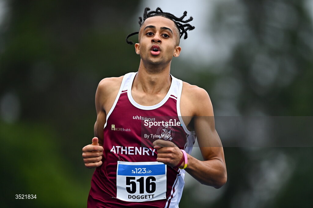 25 July 2026; Sean Doggett of Athenry A.C., Galway, competes in the men's 400m heats during day one of the 123.ie National Senior Track & Field Championships 2026 at Morton Stadium in Dublin. Photo by Tyler Miller/Sportsfile