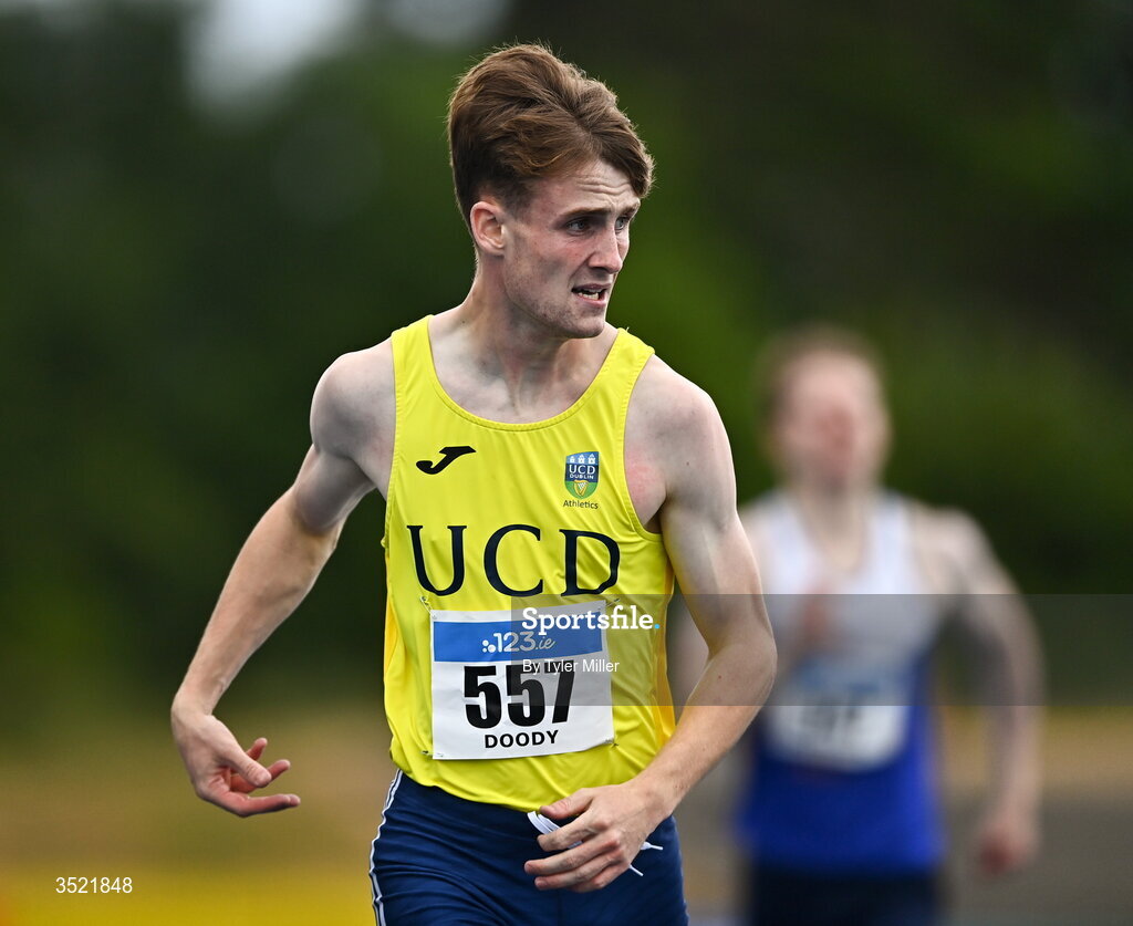 25 July 2026; Joe Doody of U.C.D. A.C., Dublin, competes in the men's 400m heats during day one of the 123.ie National Senior Track & Field Championships 2026 at Morton Stadium in Dublin. Photo by Tyler Miller/Sportsfile
