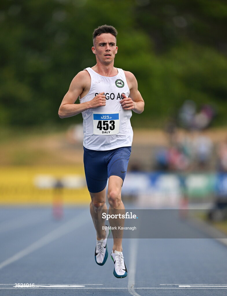25 July 2026; Finley Daly of Sligo A.C. competing in the 3000m steeplechase during day one of the 123.ie National Senior Track & Field Championships 2026 at Morton Stadium in Dublin. Photo by Mark Kavanagh/Sportsfile