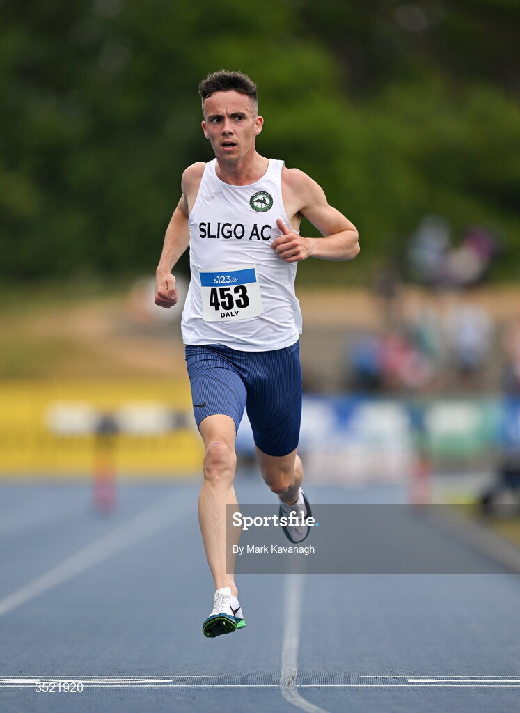 25 July 2026; Finley Daly of Sligo A.C. competing in the 3000m steeplechase during day one of the 123.ie National Senior Track & Field Championships 2026 at Morton Stadium in Dublin. Photo by Mark Kavanagh/Sportsfile