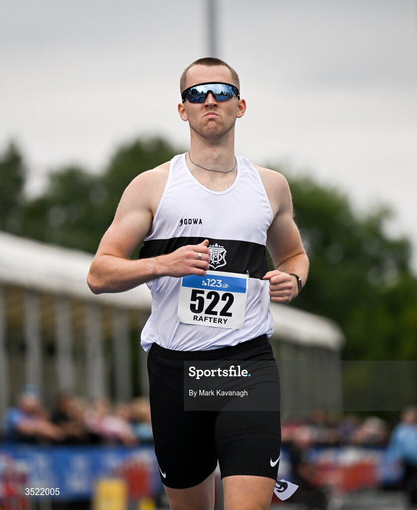 25 July 2026; Jack Raftery of Donore Harriers A.C. competing in the 400m heats during day one of the 123.ie National Senior Track & Field Championships 2026 at Morton Stadium in Dublin. Photo by Mark Kavanagh/Sportsfile