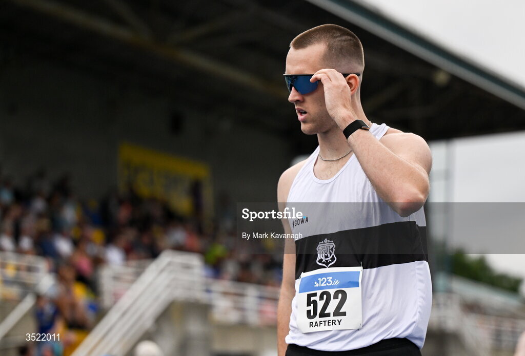 25 July 2026; Jack Raftery of Donore Harriers A.C. competing in the 400m heats during day one of the 123.ie National Senior Track & Field Championships 2026 at Morton Stadium in Dublin. Photo by Mark Kavanagh/Sportsfile