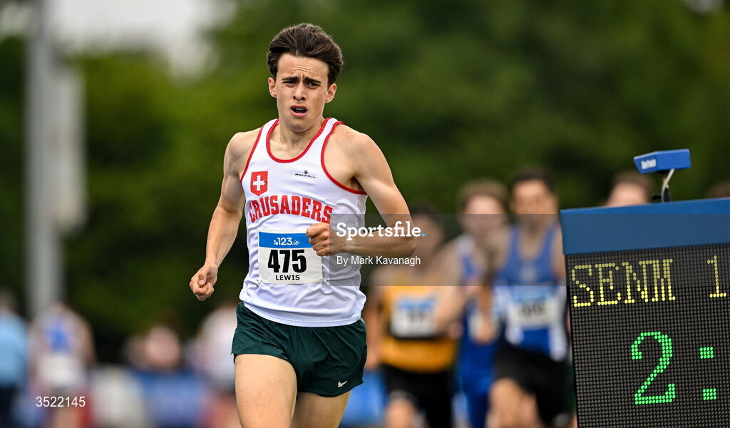 25 July 2026; Cai Lewis of Crusaders A.C. competing in the 1500m heats during day one of the 123.ie National Senior Track & Field Championships 2026 at Morton Stadium in Dublin. Photo by Mark Kavanagh/Sportsfile