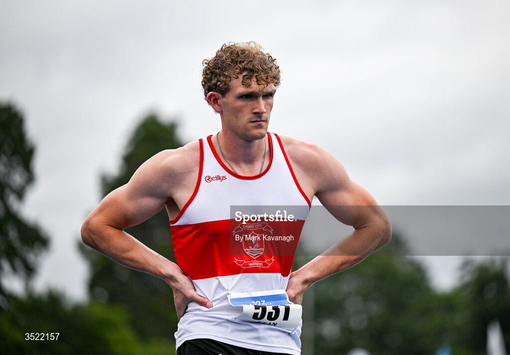 25 July 2026; Andrew Egan of Galway City Harriers A.C. competing in the 400m heats during day one of the 123.ie National Senior Track & Field Championships 2026 at Morton Stadium in Dublin. Photo by Mark Kavanagh/Sportsfile