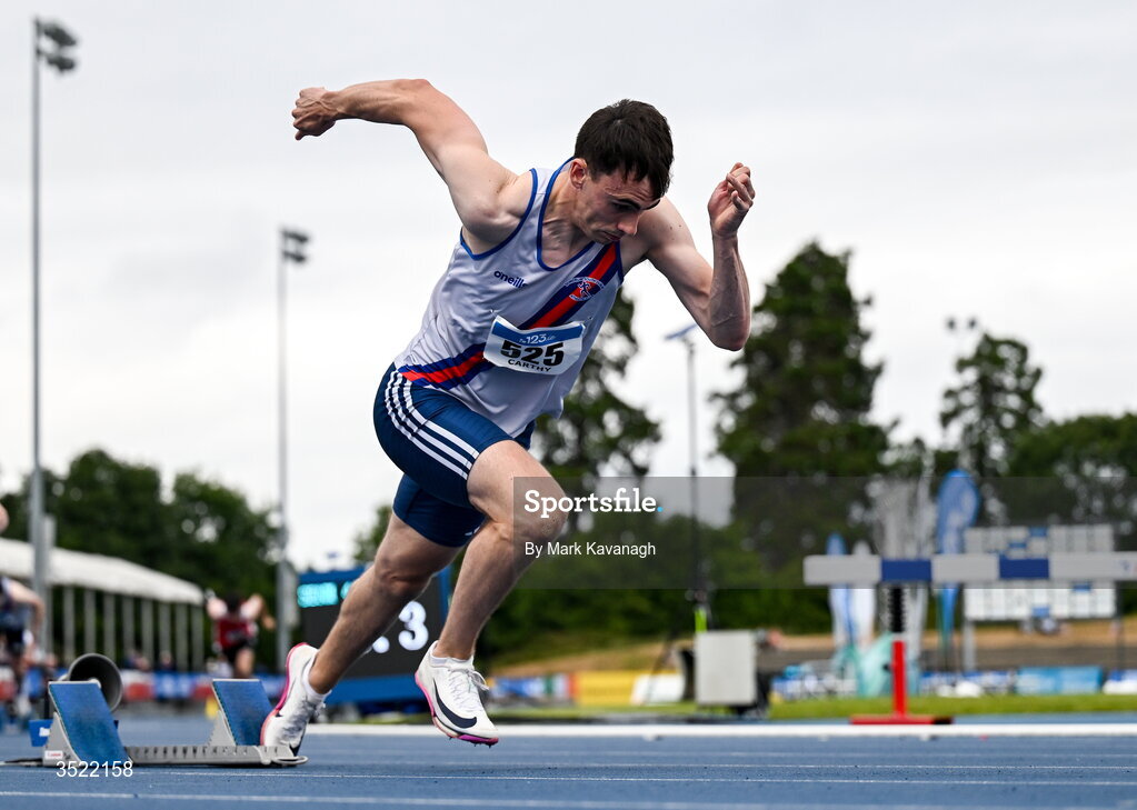 25 July 2026; Ciaran Carthy of Dundrum South Dublin A.C. competing in the 400m heats during day one of the 123.ie National Senior Track & Field Championships 2026 at Morton Stadium in Dublin. Photo by Mark Kavanagh/Sportsfile