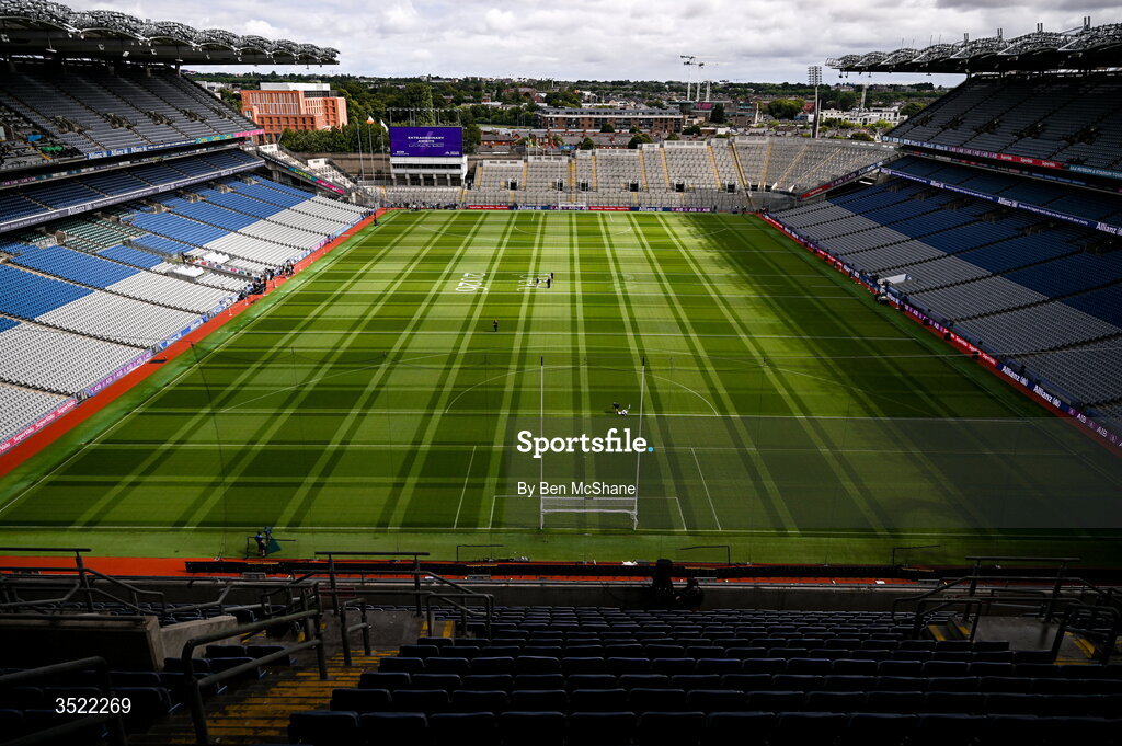 26 July 2026; A general view inside Croke Park before the GAA Football All-Ireland Senior Championship final match between Kerry and Mayo at Croke Park in Dublin. Photo by Ben McShane/Sportsfile
