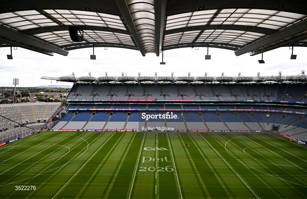 26 July 2026; A general view inside Croke Park before the GAA Football All-Ireland Senior Championship final match between Kerry and Mayo at Croke Park in Dublin. Photo by Ben McShane/Sportsfile