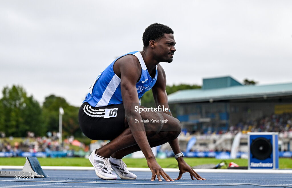 25 July 2026; Benjamin Richardson of Waterford A.C. competes in the 200m during day one of the 123.ie National Senior Track & Field Championships 2026 at Morton Stadium in Dublin. Photo by Mark Kavanagh/Sportsfile