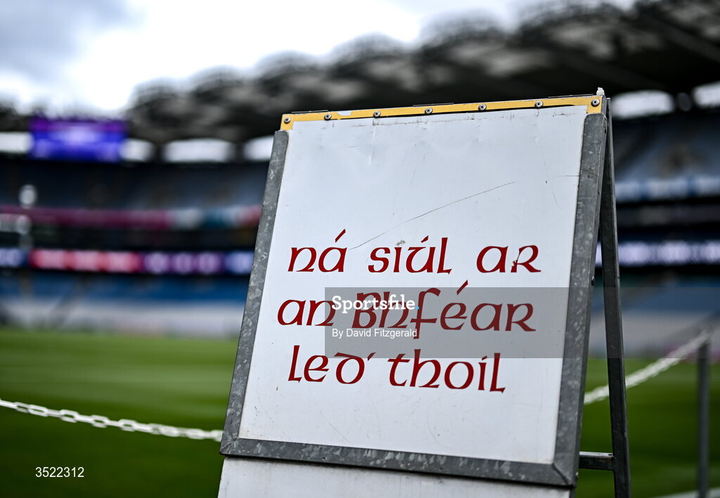 26 July 2026; Signage is seen before the GAA Football All-Ireland Senior Championship final match between Kerry and Mayo at Croke Park in Dublin. Photo by David Fitzgerald/Sportsfile