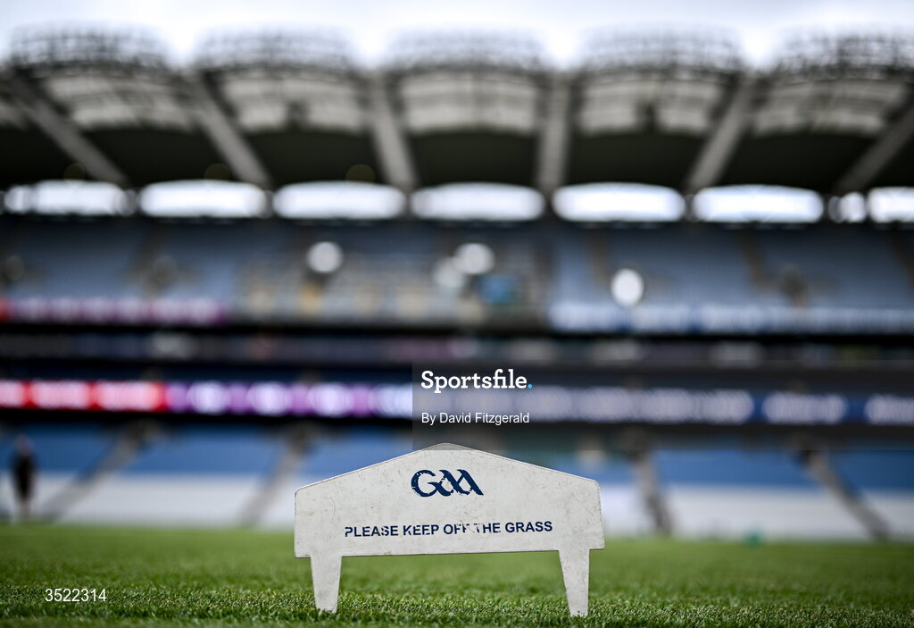 26 July 2026; Signage is seen before the GAA Football All-Ireland Senior Championship final match between Kerry and Mayo at Croke Park in Dublin. Photo by David Fitzgerald/Sportsfile