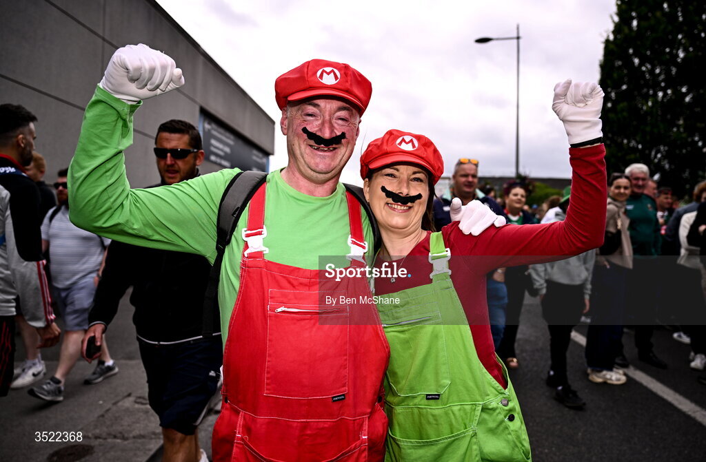 26 July 2026; Mayo supporters Declan and Imelda Prendergast before the GAA Football All-Ireland Senior Championship final match between Kerry and Mayo at Croke Park in Dublin. Photo by Ben McShane/Sportsfile