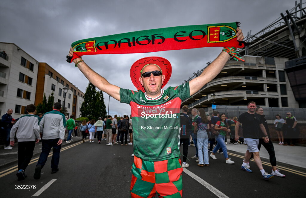 26 July 2026; Mayo supporter Walter Joyce, from Castlebar in Mayo, before the GAA Football All-Ireland Senior Championship final match between Kerry and Mayo at Croke Park in Dublin. Photo by Stephen McCarthy/Sportsfile