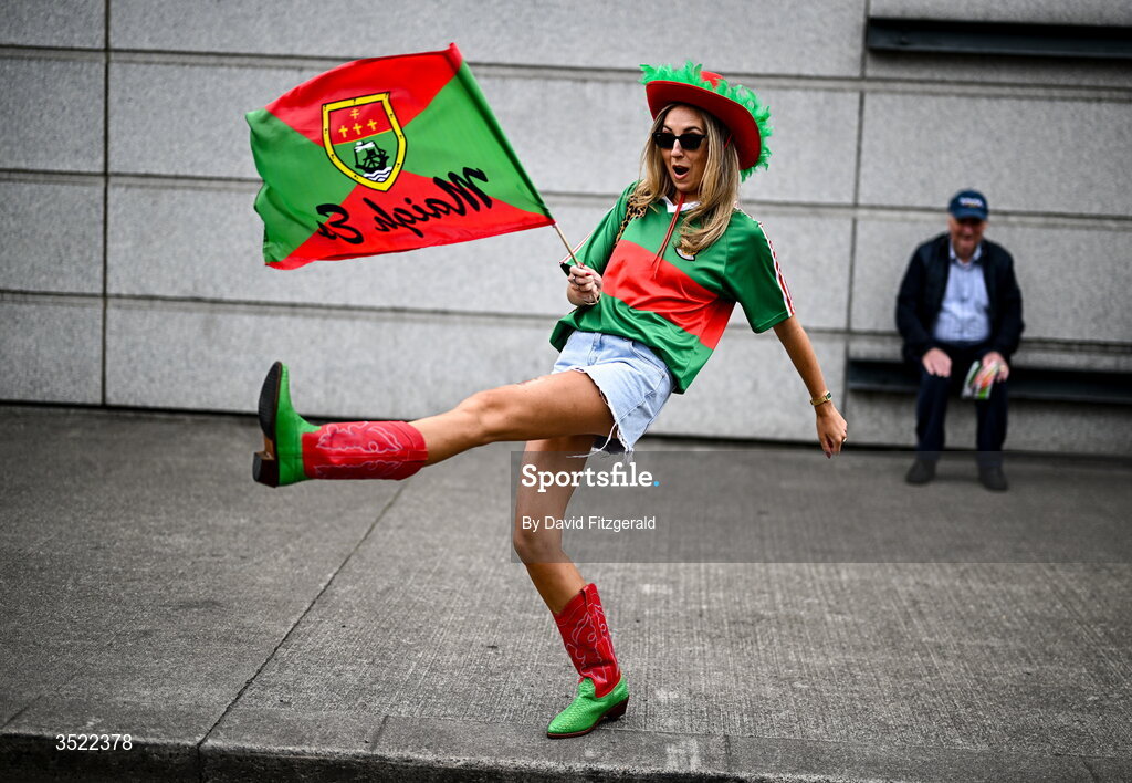 26 July 2026; Mayo supporter Sophie Gibbons before the GAA Football All-Ireland Senior Championship final match between Kerry and Mayo at Croke Park in Dublin. Photo by David Fitzgerald/Sportsfile